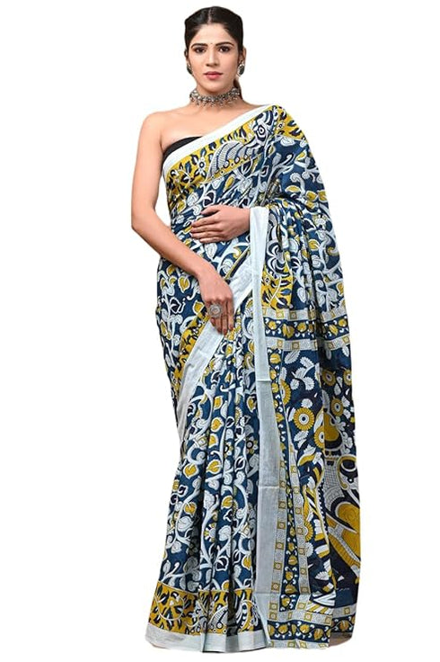 Dosaya Fabrics Jaipuria Block Printed Pure Cotton Mulmul Saree
